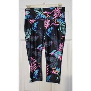 Reel Legends palm tree Pants Womens‎ Large Leggings Cropped Capri Active